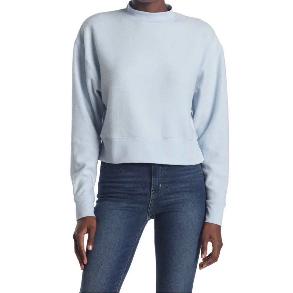 Abound Fleecy Crop Turtleneck in Ice Blue